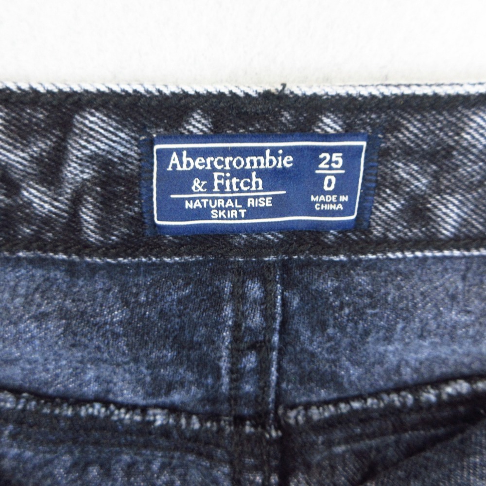 Abercrombie & Fitch Denim Skirt Womens 25/0 Black Acid Wash Button Front Mini - Picture 6 of 10